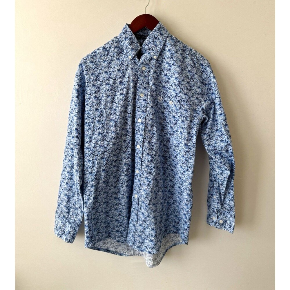 Wrangler George Strait Collection Mens S Blue White Paisley Button-Up Shirt